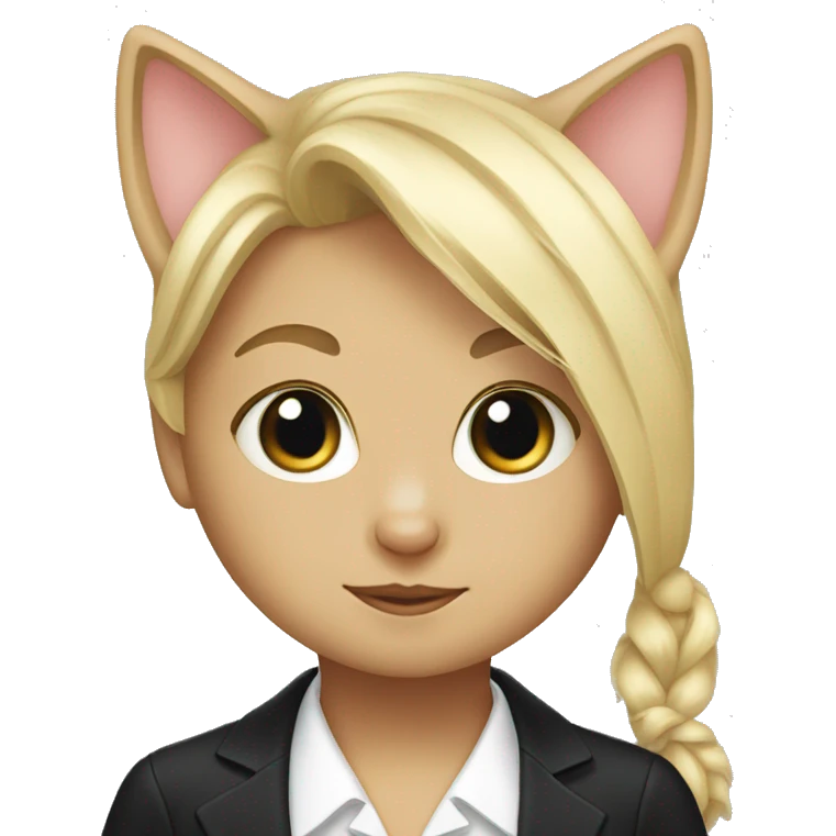 tuxedo cat with blonde girl emoji