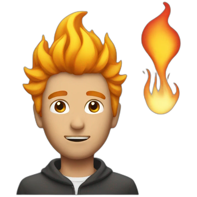 tall man with hair on fire emoji