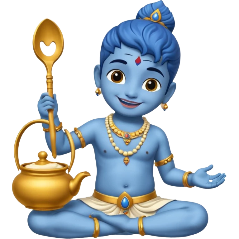 lord krishna emoji, child form, holding butter pot, blue skin emoji