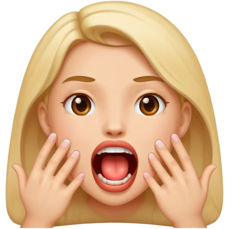 Girl with a really big open mouth drooling emoji