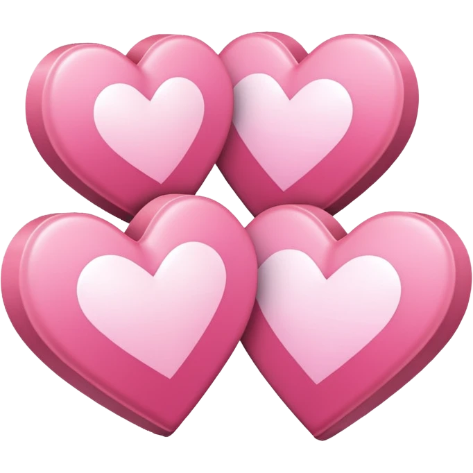 three pink "pixelart" hearts with white-glowing effect emoji