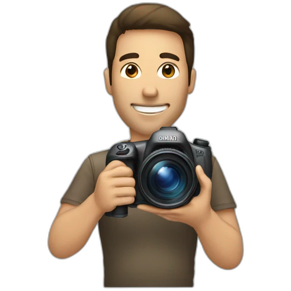 Hombre con una cámara de fotos en la mano  emoji