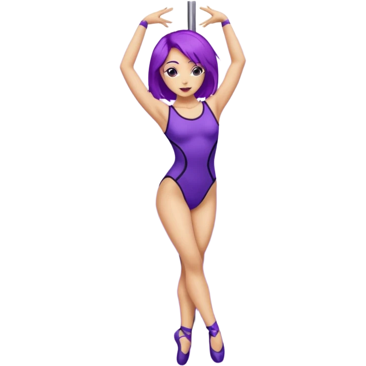 purple haired light skinned woman pole dancing emoji