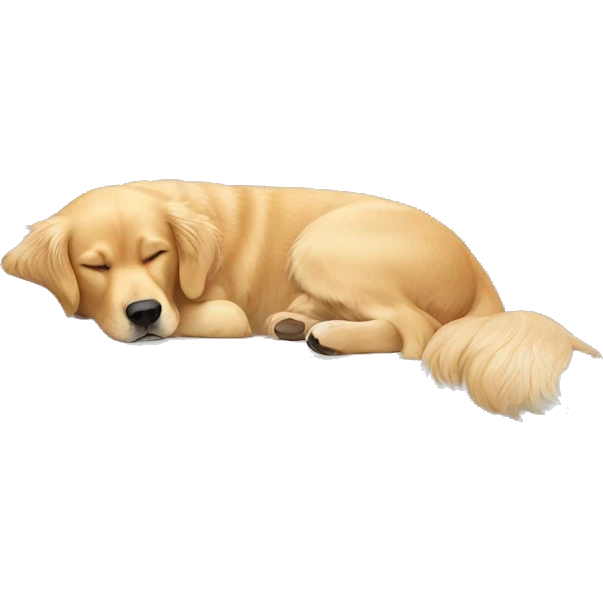 golden retriever sleeping on a white couch emoji