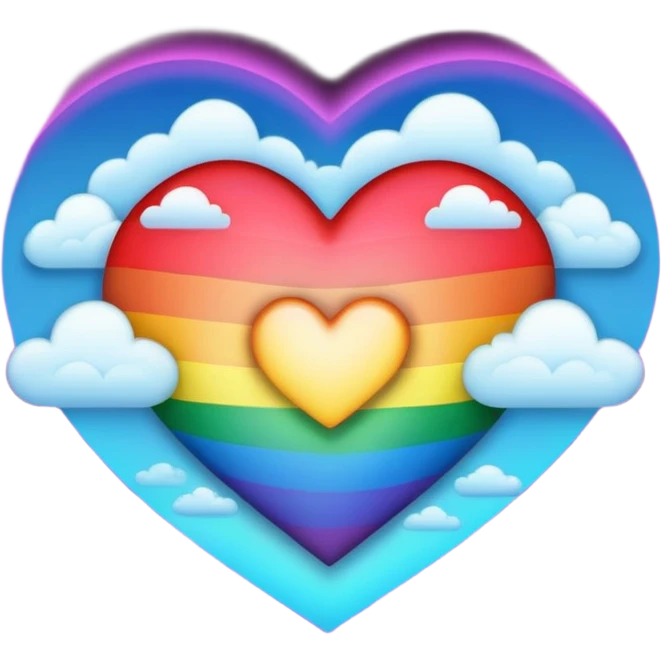 heart glow in the dark rainbow with clouds emoji