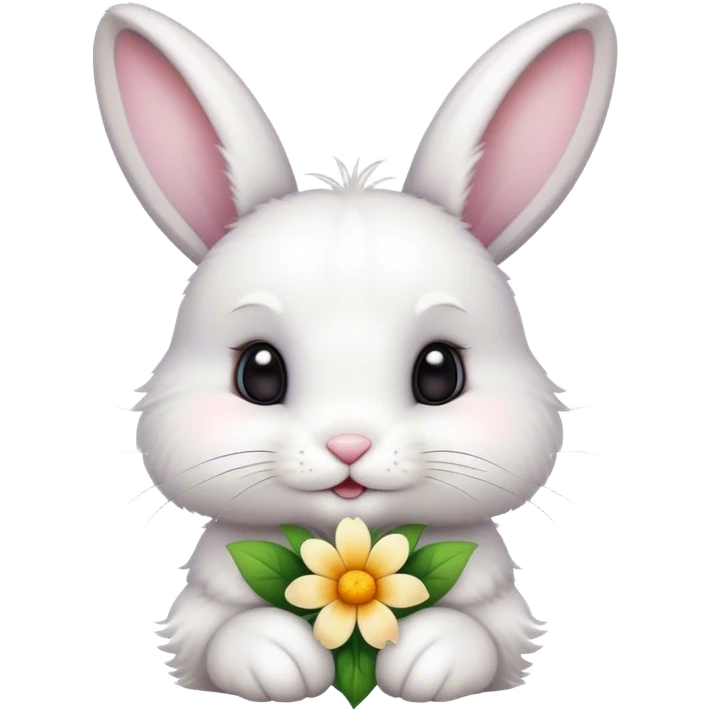 cute bunny with flower emoji