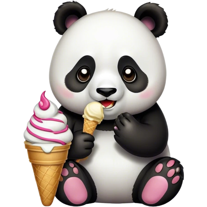 Panda eating ice cream emoji