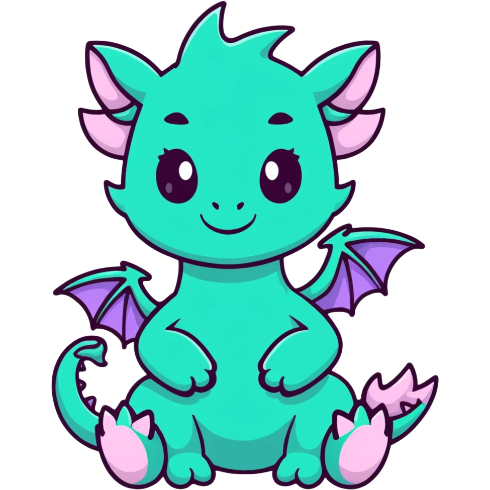 baby dragon sitting, pastel iridescent colors emoji