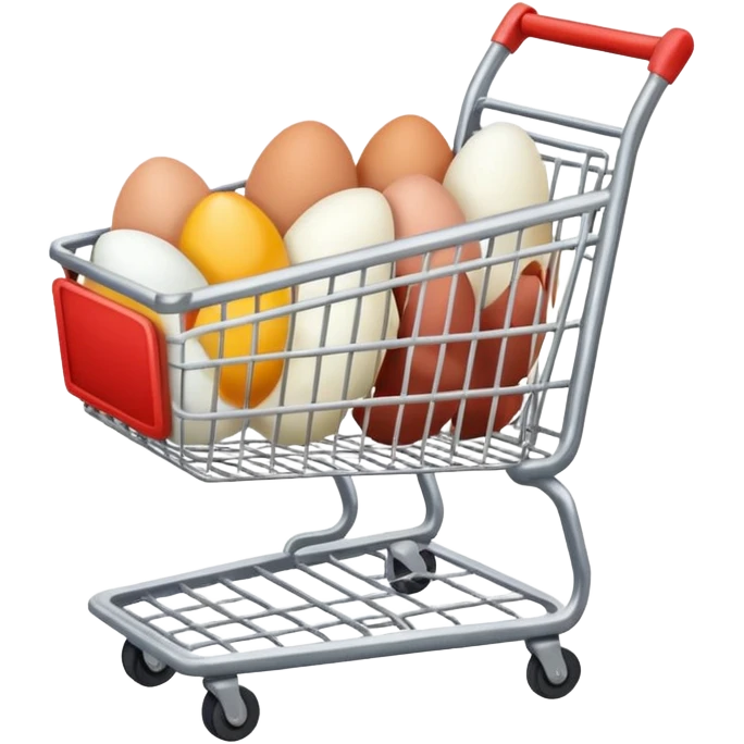 carrito de compras leche huevos carne pues que se vean los huevos mas pequeños  emoji