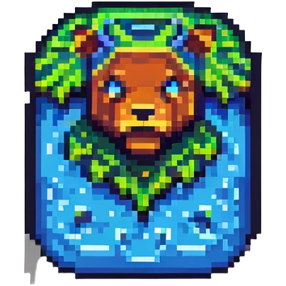 Minecraft logo inspired icon, blocky pixel art style emoji