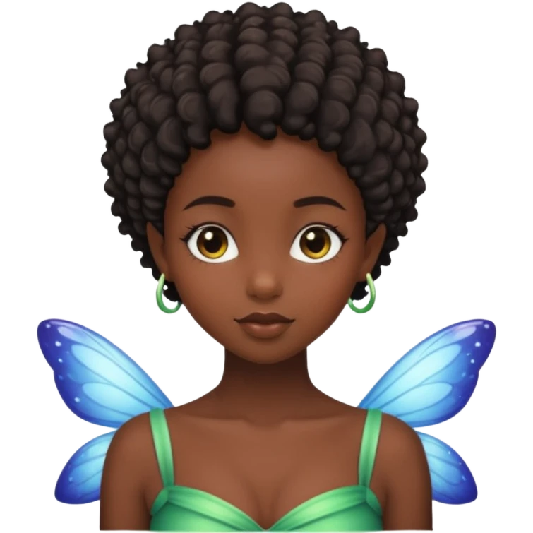 Black skin girl with short round coily hair fairy sexy  emoji