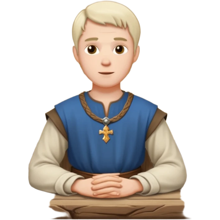 medieval white man seated by a table emoji