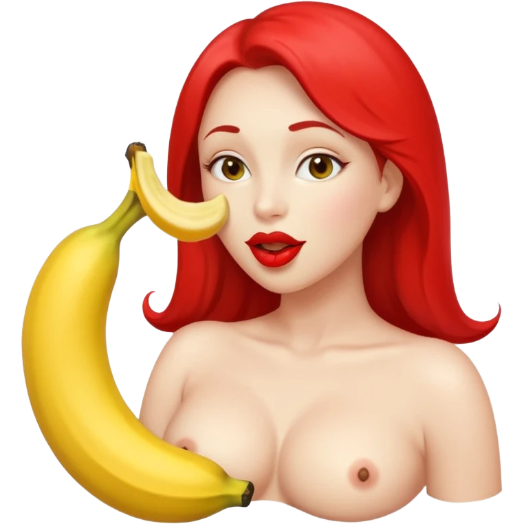 nude woman with big breasts licking a banana emoji