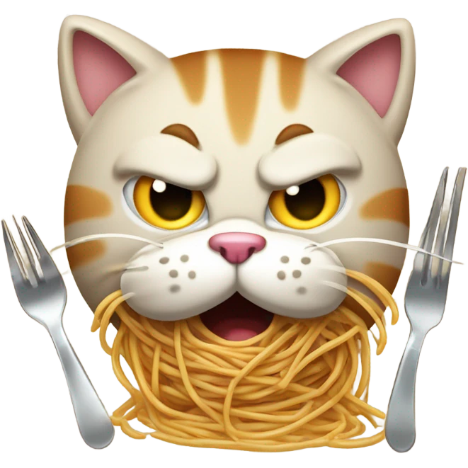 Angry cat eating spaghetti  emoji