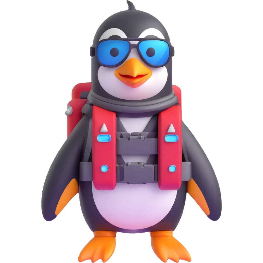 penguin with a jetpack and sunglasses emoji