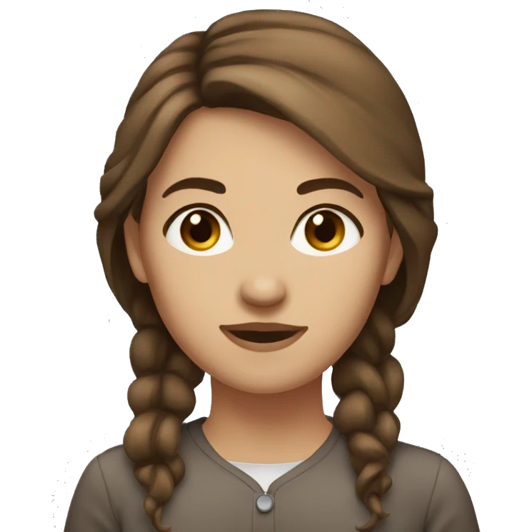 woman brown hair large, brown eyes emoji
