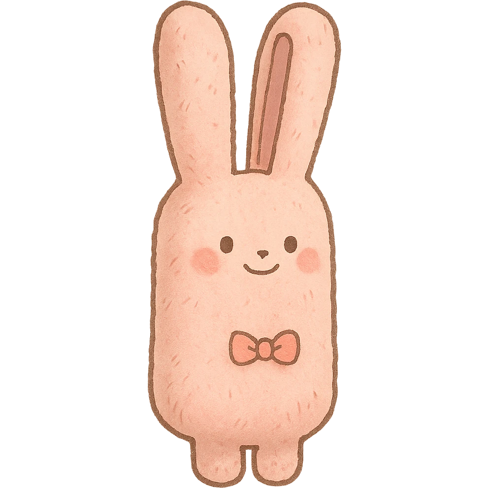 kawaii hair straightener shaped like a soft fluffy bunny with a tiny bow, gentle happy face, soft pink color, full-body emoji