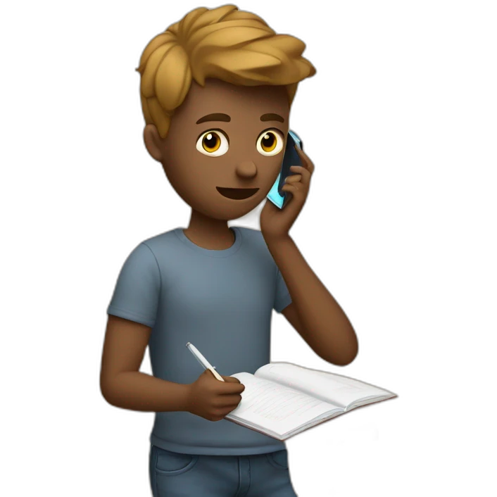 A student is distracted by phone while studying emoji