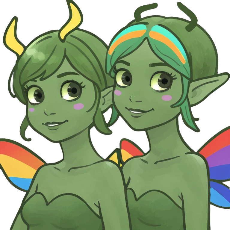 Two Fairy Sisters with Rainbow Wings emoji