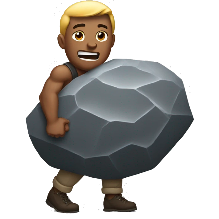 strong men pushing a huge rock emoji