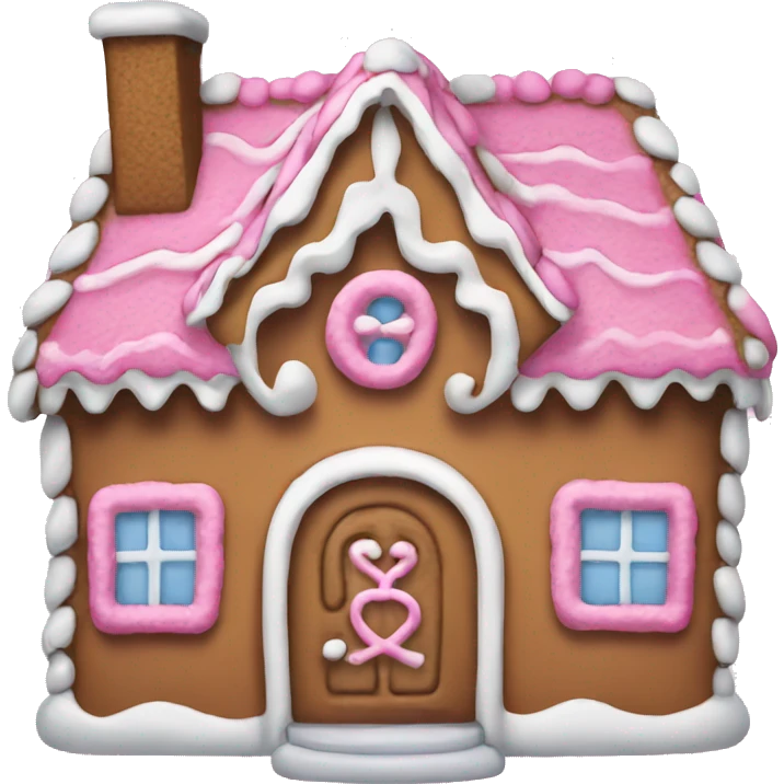 A pink gingerbread house emoji