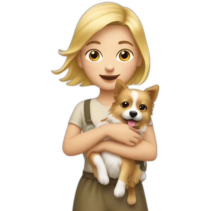 Blonde girl holding spitz emoji