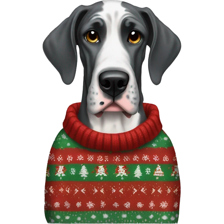 Great dane in christmas Sweater  emoji