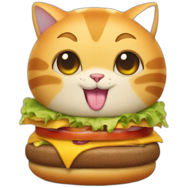 cat as a burger smiling emoji