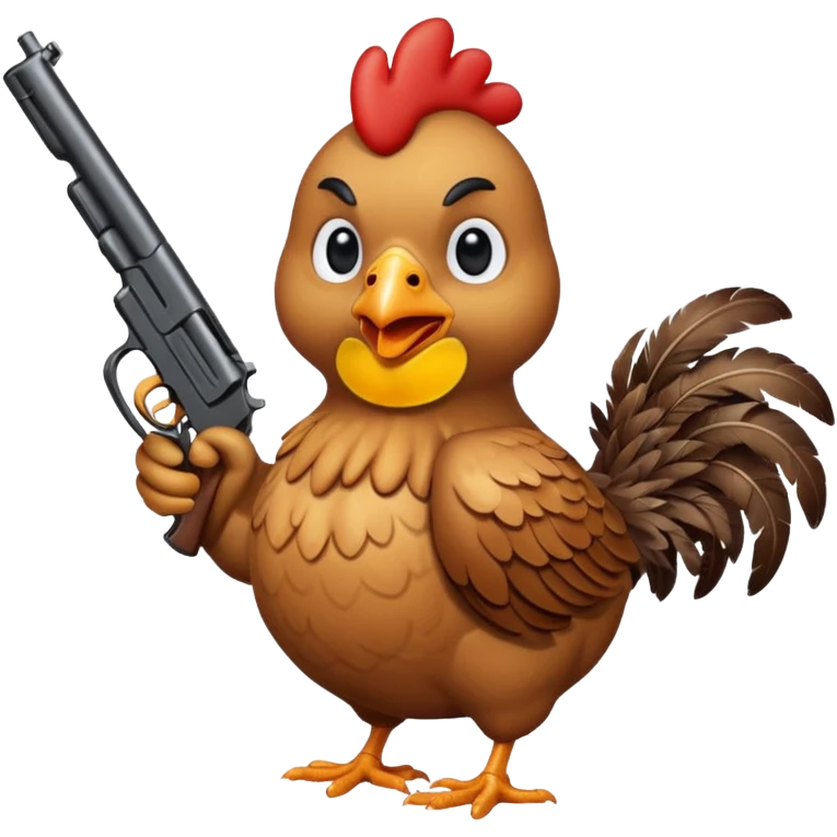 A chicken with a gun  emoji