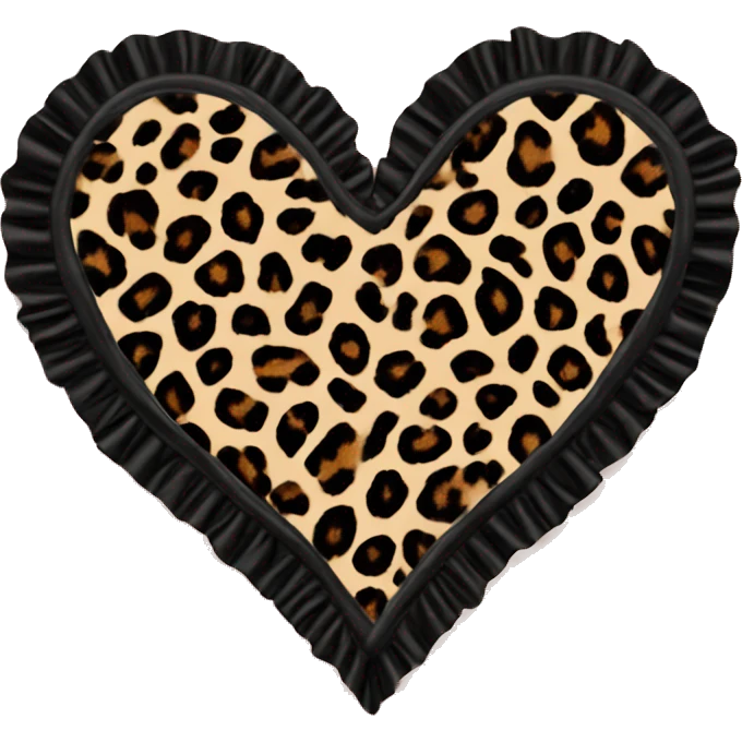 Leopard print heart with black ruffles emoji