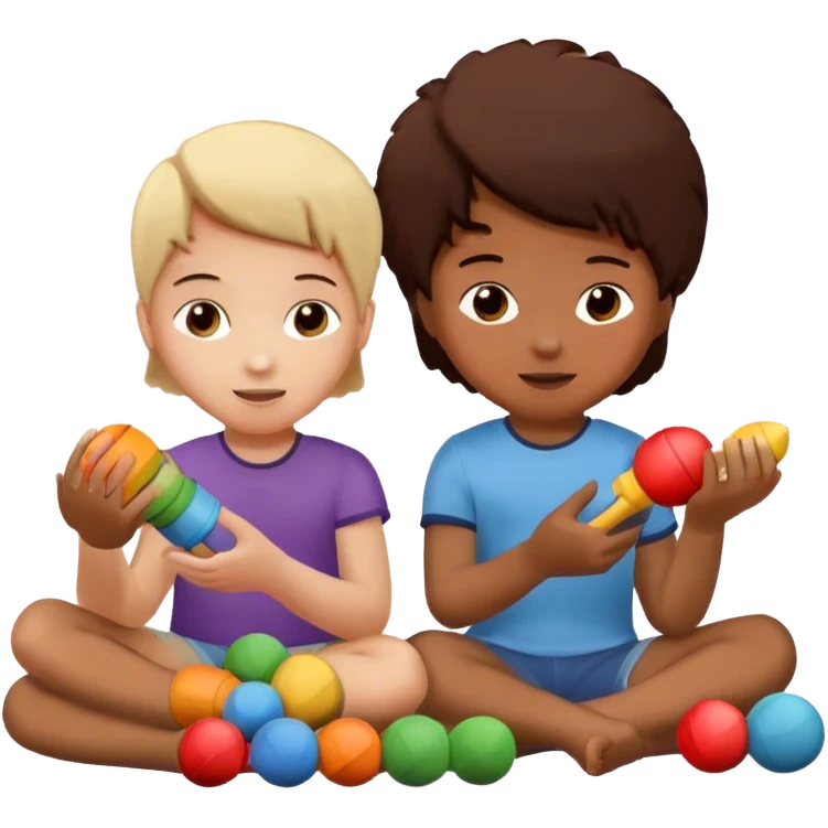 two kids playing with toys at home emoji