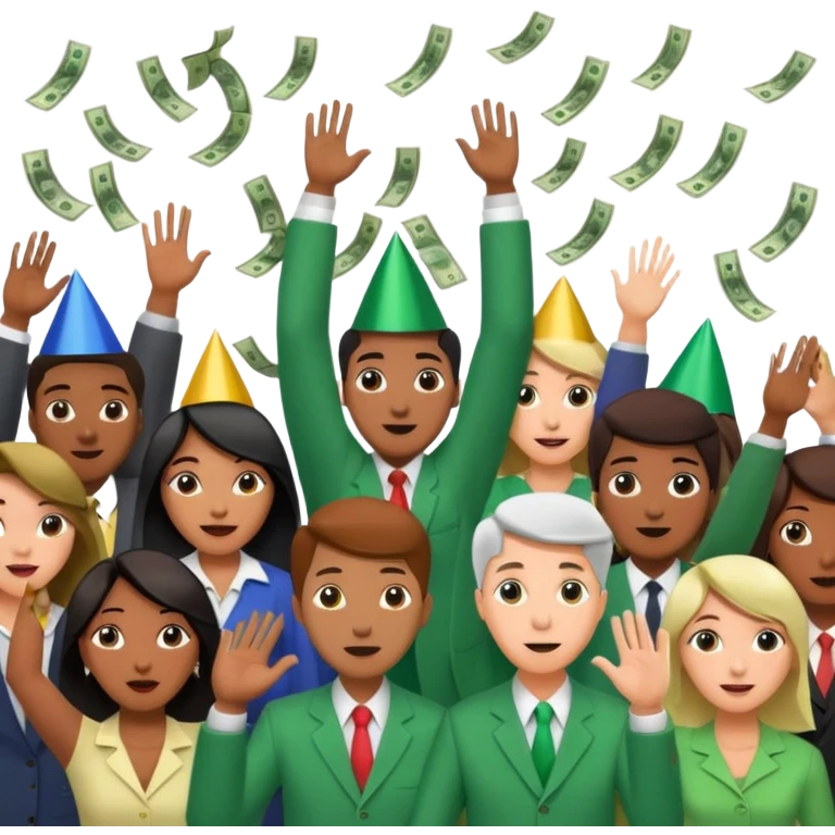 money falling onto a group of people emoji