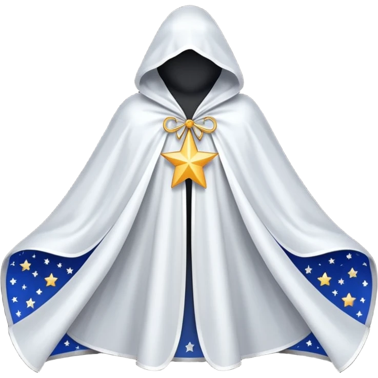 a fantasy  magic, white color with star pattern cloak emoji