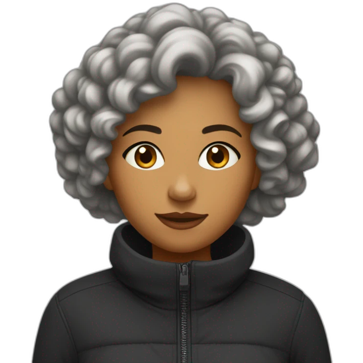 Un grand fille noir avec les cheveux bouclés noir qui reste debout  emoji