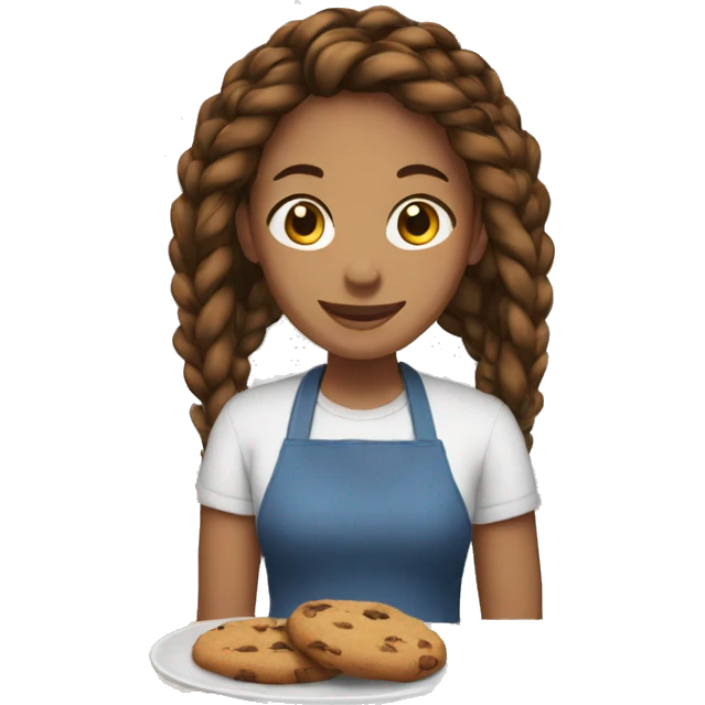 quarteron woman with brown dark braids baking cookies emoji
