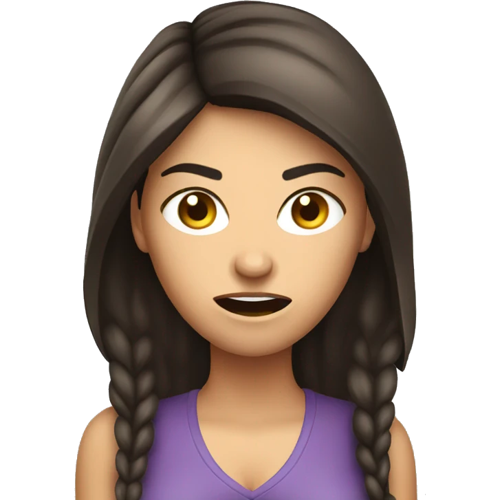 Brunette angry Woman talking on cell phone emoji