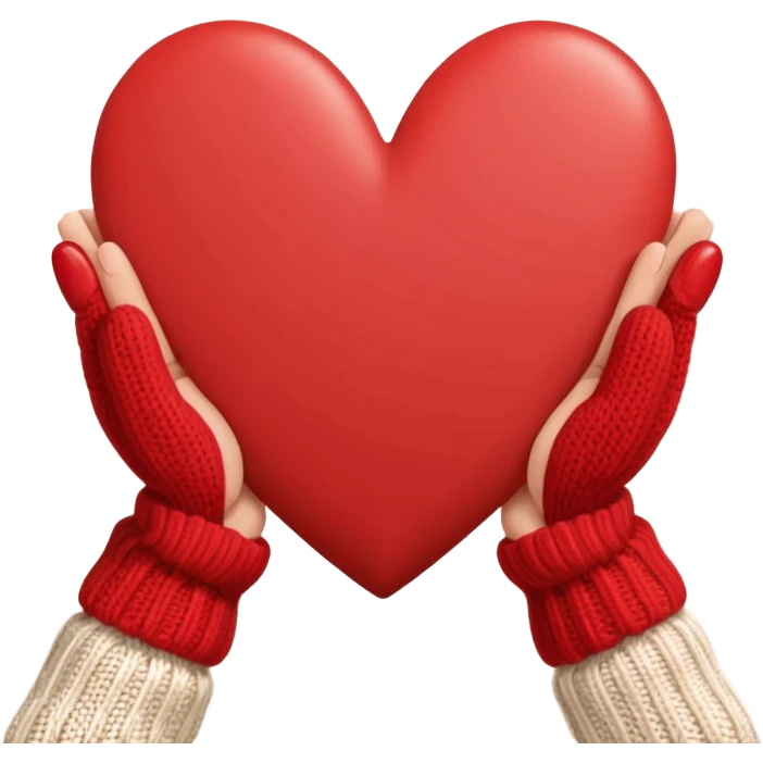 hands in mittens make a heart emoji