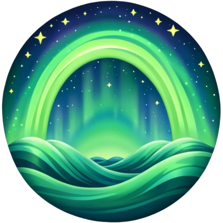 green aurora australis or aurora borealis emoji