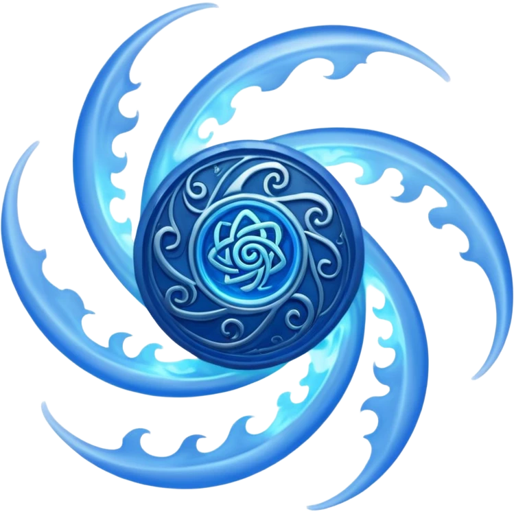 magical object blue magic mist swirl around with ancient symbol emoji