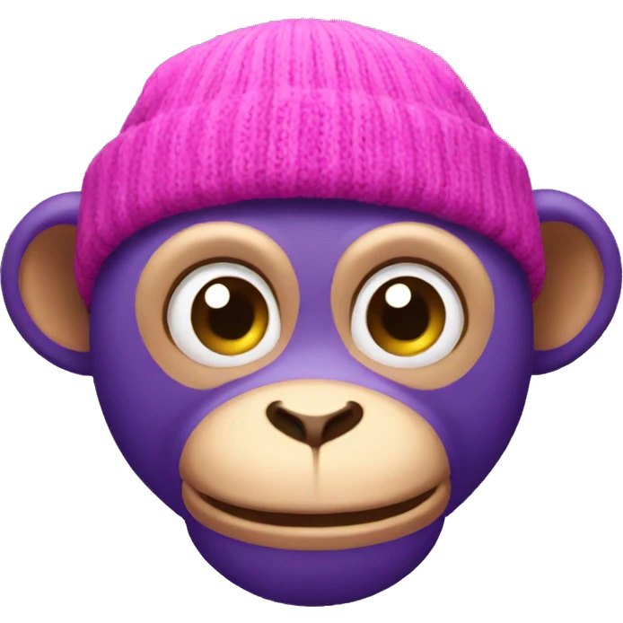 purple monkey with pink beanie emoji
