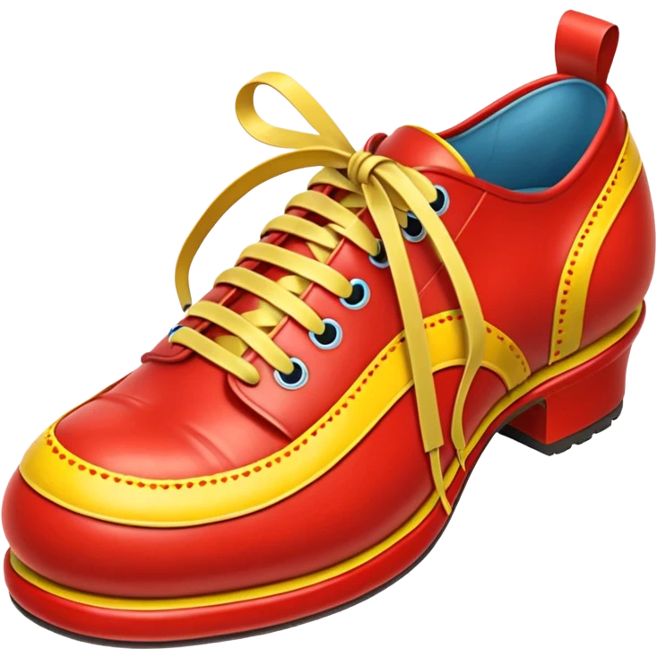single red clown shoe with yellow laces emoji