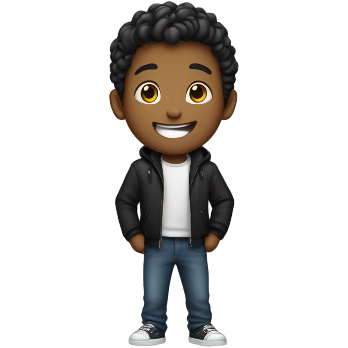 happy boy in black jacket emoji