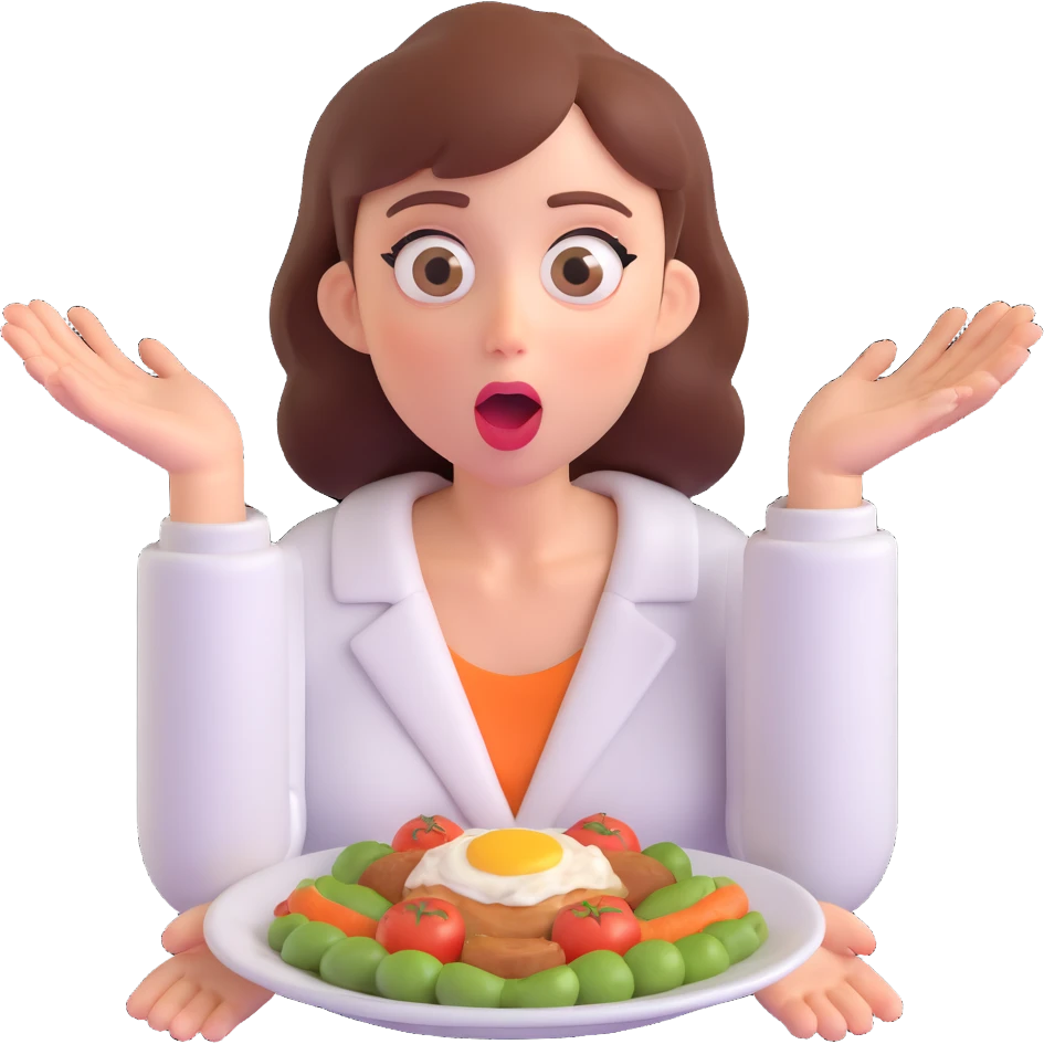 woman with wide eyes, drooling, hands outstretched toward a plate of food emoji