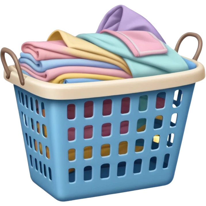 laundry basket with pastel clothes inside emoji