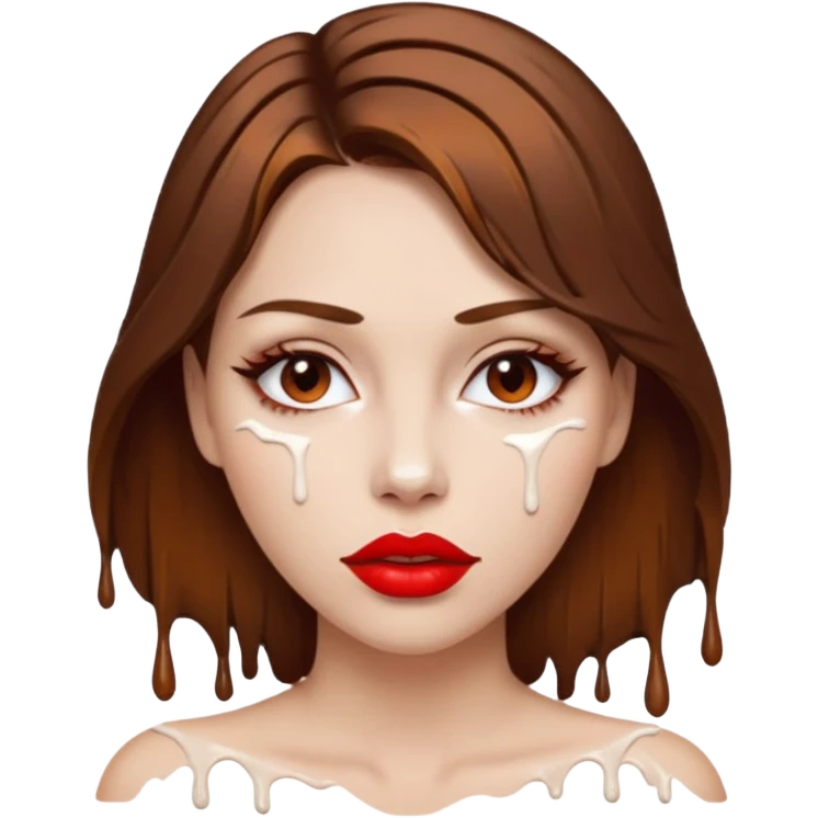 Brown Hair, Woman, white paint drip, face, hot, Sexy, lips emoji