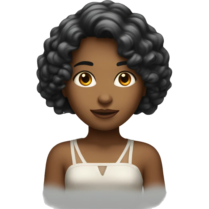 Creami una ragazza con capelli neri che tiene in mano L’iPad della Apple  emoji