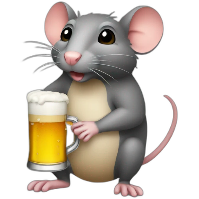 Rat drinking beer emoji
