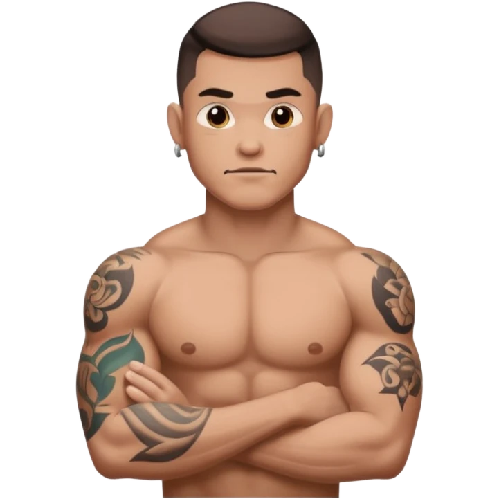 hombre con ptatuajes emoji
