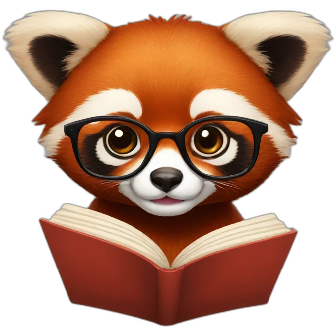 red panda with glasses and book emoji