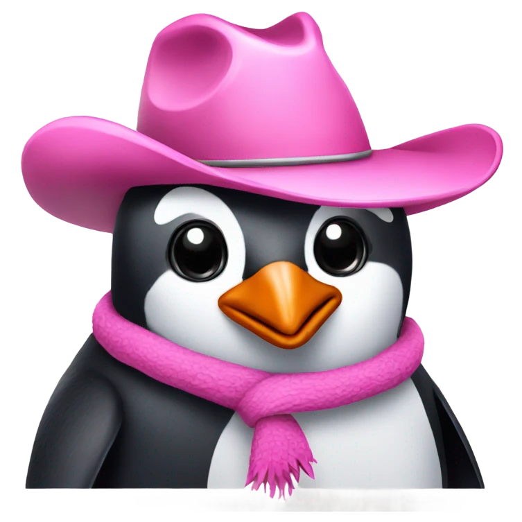 penguin with pink cowboy hat  emoji